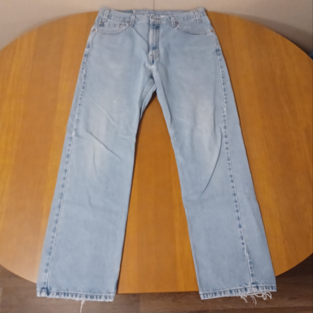 Vintage Y2K Levis 505 Jeans Mens 36x30 Blue DISTRESSED Regular Fit Straight Leg